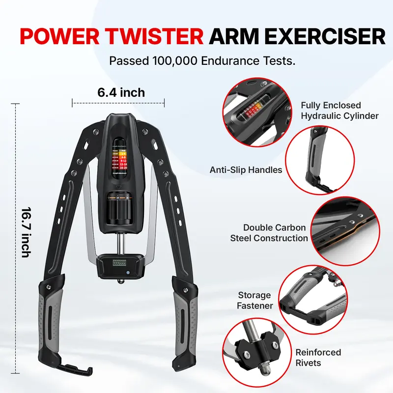 Hydraulic Arm Exerciser with Counter & Adjustable 22–440 lbs - Image 5