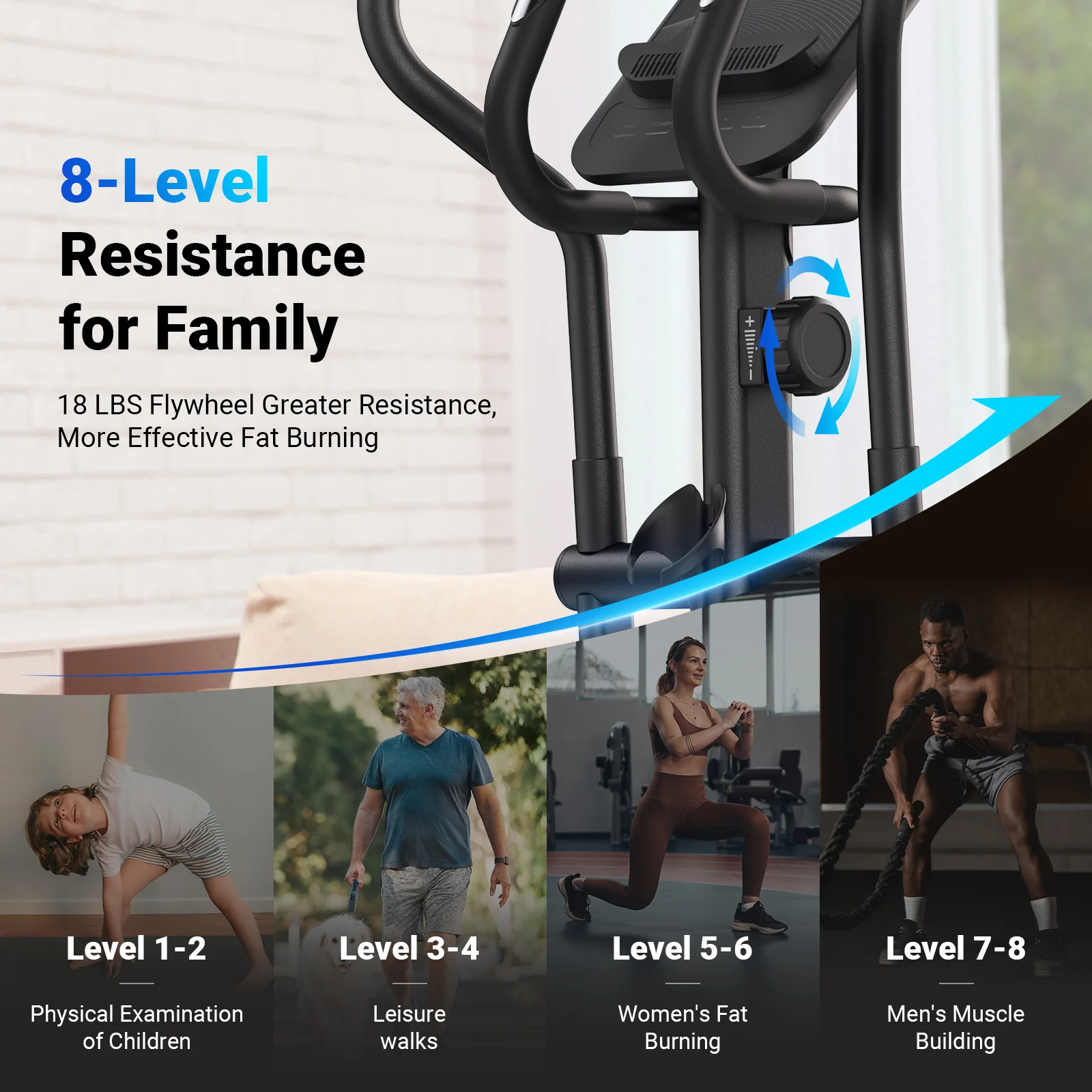 E27 Manual Resistance Elliptical Machine with 470mm Stride - Image 8