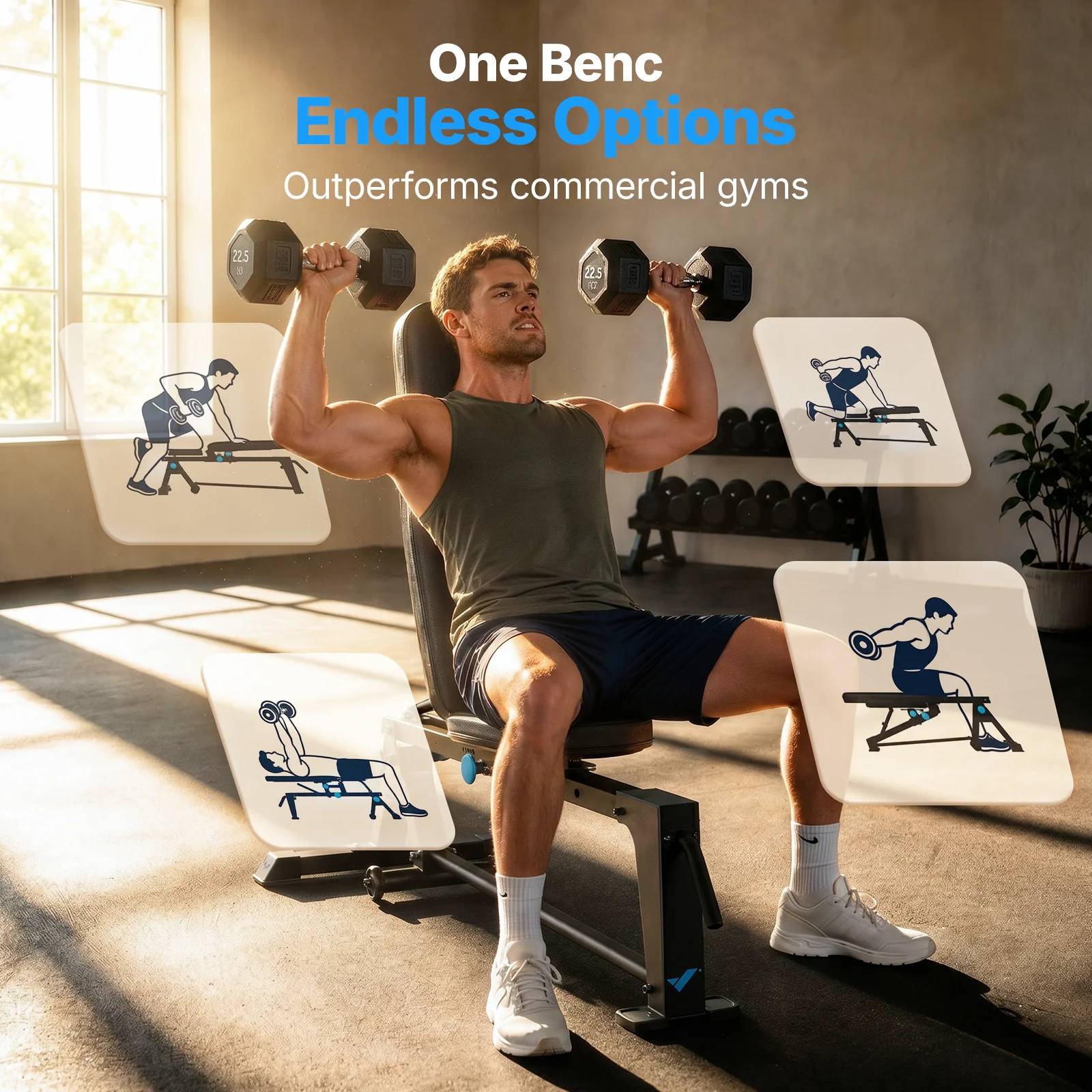 P14 Adjustable Foldable Weight Bench - Image 7