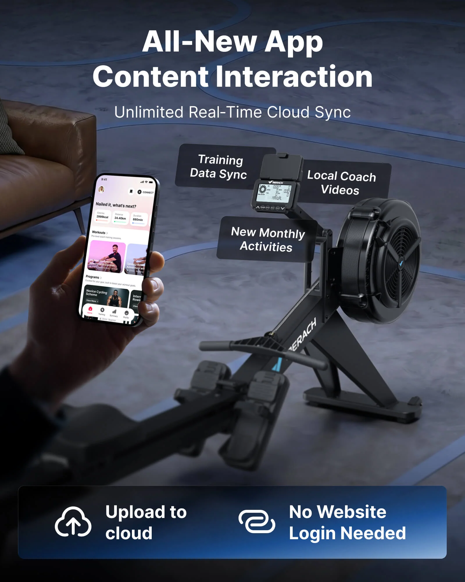 UltraRow R60 N Air & Magnetic Rowing Machine for HIIT - Image 6
